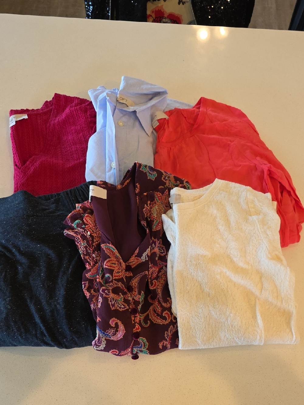 Mixed Women's Tops Bundle - White, Light Blue, Coral, Magenta, Burgundy, Black